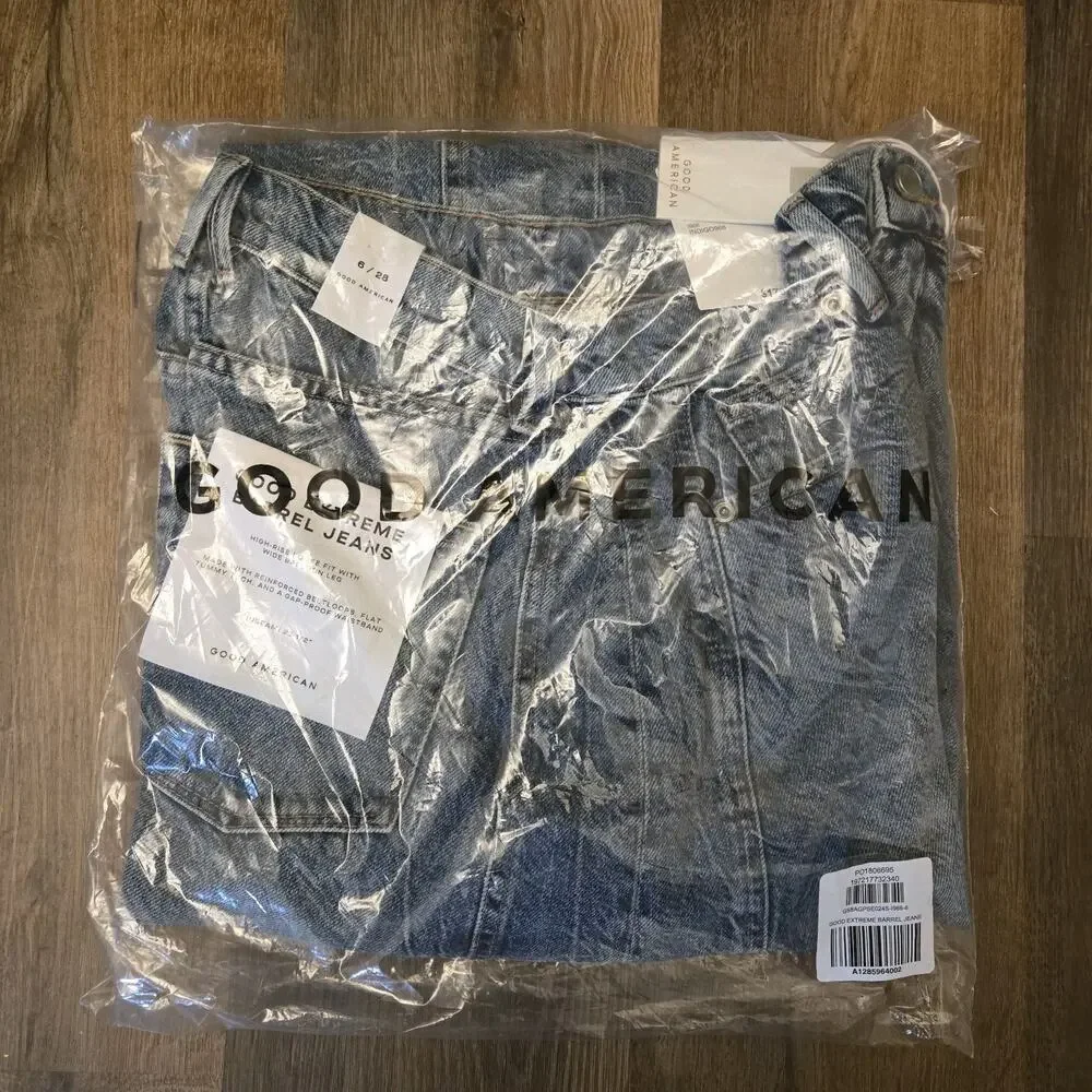 NWT. Good American Good Extreme Barrel Indigo Jeans Size 6 - Picture 12 of 14